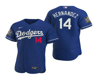 Men's Los Angeles Dodgers #14 Enrique Hernandez Royal 2020 World Series Authentic Flex Nike Jersey