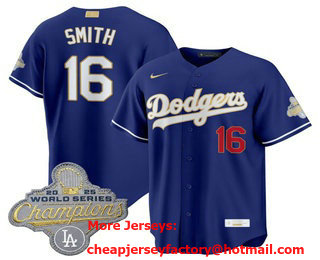 Men's Los Angeles Dodgers #16 Will Smith Blue 2026 Gold Collection Limited Jersey