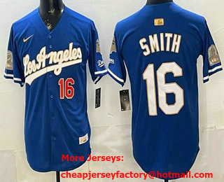 Men's Los Angeles Dodgers #16 Will Smith Blue Gold 9x B2B Champs Collection Limited Jersey