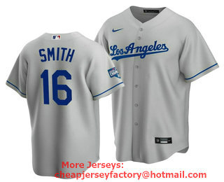 Men's Los Angeles Dodgers #16 Will Smith Grey 2020 World Series Champions Home Patch Stitched Jersey