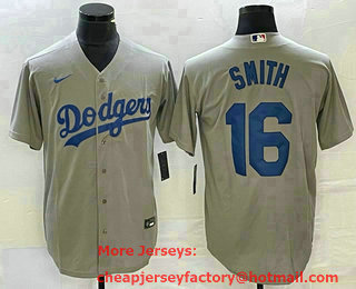 Men's Los Angeles Dodgers #16 Will Smith Grey Stitched Cool Base Nike Jersey