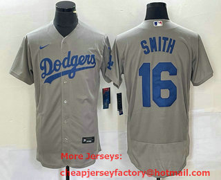 Men's Los Angeles Dodgers #16 Will Smith Grey Stitched Flex Base Nike Jersey