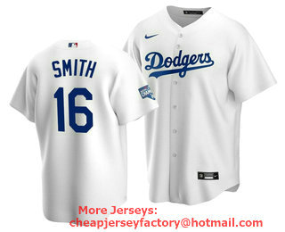 Men's Los Angeles Dodgers #16 Will Smith White 2020 World Series Champions Home Patch Stitched Jersey