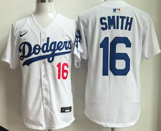 Men's Los Angeles Dodgers #16 Will Smith White Cool Base Jersey