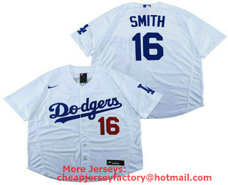 Men's Los Angeles Dodgers #16 Will Smith White Stitched MLB Flex Base Nike Jersey