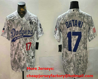 Men's Los Angeles Dodgers #17 Shohei Ohtani Arctic Camo 2024 Salute to Service Baseball Jersey