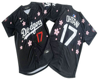 Men's Los Angeles Dodgers #17 Shohei Ohtani Black 2025 Tokyo Series Cool Base Jersey