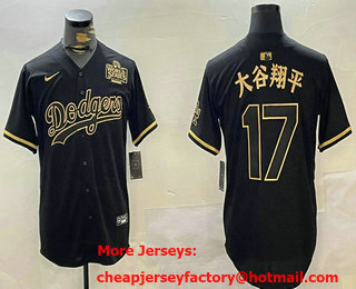 Men's Los Angeles Dodgers #17 Shohei Ohtani Black Gold Japanese Fashion 2024 World Series Baseball Jersey
