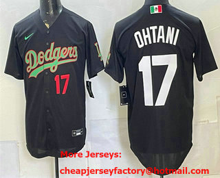 Men's Los Angeles Dodgers #17 Shohei Ohtani Black Mexico Limited Stitched Jersey