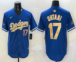 Men's Los Angeles Dodgers #17 Shohei Ohtani Blue 2025 Gold Collection Limited Jersey