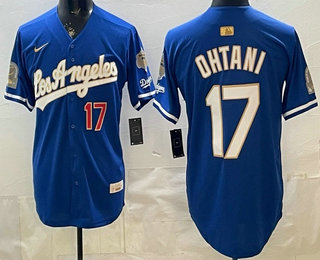 Men's Los Angeles Dodgers #17 Shohei Ohtani Blue Gold 9x B2B Champs Collection Limited Jersey