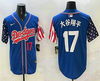 Men's Los Angeles Dodgers #17 Shohei Ohtani Blue Japanese Limited Stitched Jersey
