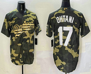Men's Los Angeles Dodgers #17 Shohei Ohtani Camo Fashion Cool Base Jersey