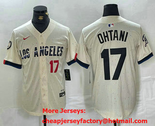 Men's Los Angeles Dodgers #17 Shohei Ohtani Cream 2024 City Connect Limited Stitched Jersey