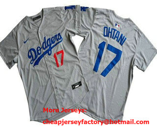 Men's Los Angeles Dodgers #17 Shohei Ohtani Gray Limited Cool Base Jersey