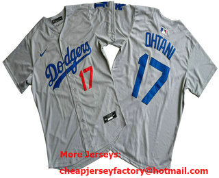 Men's Los Angeles Dodgers #17 Shohei Ohtani Grey 2024 Player Number Limited Cool Base Jersey