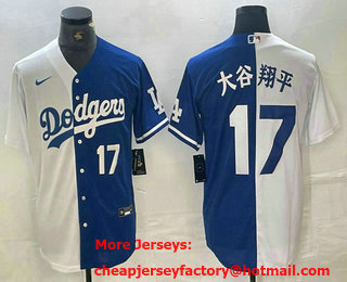 Men's Los Angeles Dodgers #17 Shohei Ohtani Number White Blue Two Tone Stitched Baseball Jersey 14