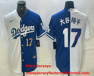 Men's Los Angeles Dodgers #17 Shohei Ohtani Number White Blue Two Tone Stitched Baseball Jersey 15