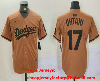 Men's Los Angeles Dodgers #17 Shohei Ohtani Olive Black Cool Base Limited Stitched Jersey