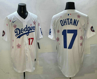 Men's Los Angeles Dodgers #17 Shohei Ohtani White 2025 Tokyo Series Cool Base Jersey