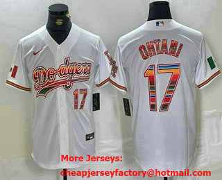 Men's Los Angeles Dodgers #17 Shohei Ohtani White Mexico Cool Base Stitched Jersey