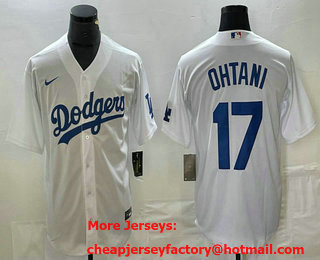 Men's Los Angeles Dodgers #17 Shohei Ohtani White Stitched Cool Base Nike Jersey
