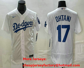 Men's Los Angeles Dodgers #17 Shohei Ohtani White Stitched Flex Base Nike Jersey