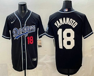 Men's Los Angeles Dodgers #18 Yoshinobu Yamamoto Black  Fashion Limited Jersey