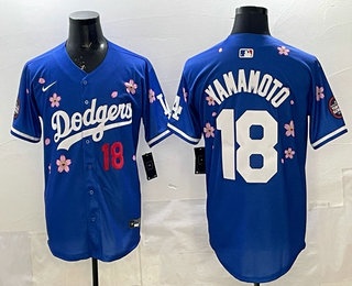Men's Los Angeles Dodgers #18 Yoshinobu Yamamoto Blue 2025 Tokyo Series Limited Jersey