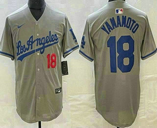 Men's Los Angeles Dodgers #18 Yoshinobu Yamamoto Gray Alternate Limited Jersey