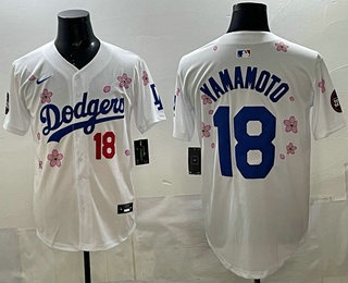 Men's Los Angeles Dodgers #18 Yoshinobu Yamamoto White 2025 Tokyo Series Limited Jersey