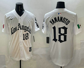 Men's Los Angeles Dodgers #18 Yoshinobu Yamamoto White Alternate Mexico Limited Jersey