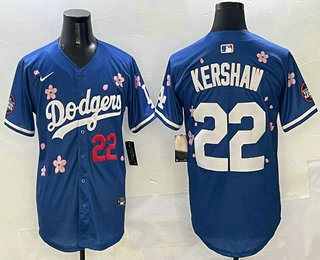 Men's Los Angeles Dodgers #22 Clayton Kershaw Blue 2025 Tokyo Series Limited Jersey