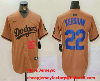 Men's Los Angeles Dodgers #22 Clayton Kershaw Number Olive Cool Base Limited Stitched Jersey