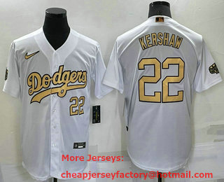 Men's Los Angeles Dodgers #22 Clayton Kershaw Number White 2022 All Star Stitched Cool Base Nike Jersey
