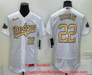 Men's Los Angeles Dodgers #22 Clayton Kershaw Number White 2022 All Star Stitched Flex Base Nike Jersey