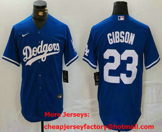 Men's Los Angeles Dodgers #23 Kirk Gibson Blue Cool Base Stitched Jersey