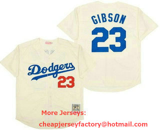 Men's Los Angeles Dodgers #23 Kirk Gibson Cream Throwback Jersey