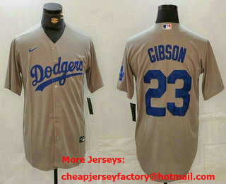 Men's Los Angeles Dodgers #23 Kirk Gibson Grey Cool Base Stitched Jersey