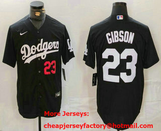 Men's Los Angeles Dodgers #23 Kirk Gibson Number Black Cool Base Stitched Jersey