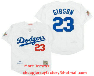 Men's Los Angeles Dodgers #23 Kirk Gibson White 1988 Throwback Jersey
