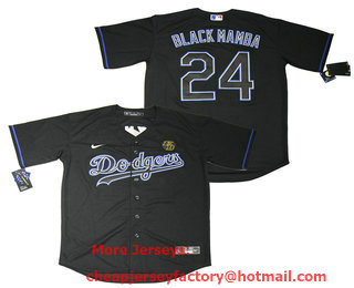 Men's Los Angeles Dodgers #24 Kobe Bryant Black Mamba Lights Out Black Fashion Stitched MLB Cool Base Nike Jersey