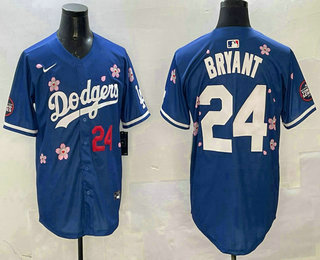 Men's Los Angeles Dodgers #24 Kobe Bryant Blue 2025 Tokyo Series Cool Base Jersey