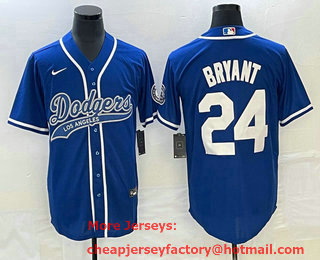 Men's Los Angeles Dodgers #24 Kobe Bryant Blue Cool Base Stitched Baseball Jersey