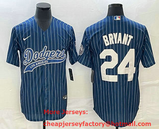 Men's Los Angeles Dodgers #24 Kobe Bryant Blue Pinstripe Cool Base Stitched Baseball Jersey