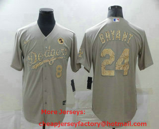 Men's Los Angeles Dodgers #24 Kobe Bryant Grey Fashion Stitched MLB Cool Base Nike Jersey