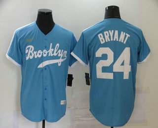 Men's Los Angeles Dodgers #24 Kobe Bryant Light Blue Stitched MLB Cool Base Cooperstown Collection Nike Jersey