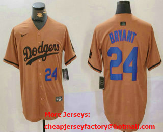 Men's Los Angeles Dodgers #24 Kobe Bryant Number Olive Cool Base Limited Stitched Jersey