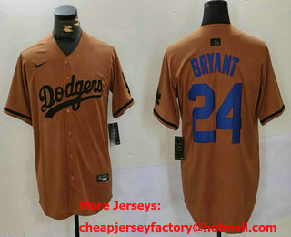 Men's Los Angeles Dodgers #24 Kobe Bryant Olive Cool Base Limited Stitched Jersey