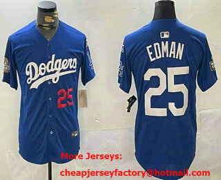 Men's Los Angeles Dodgers #25 Tommy Edman Number Blue 2024 World Series With Fernando 34 Fashion Limited Stitched Jersey